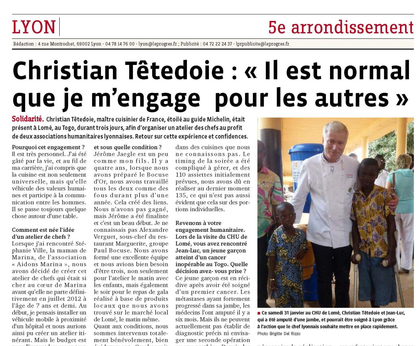 TOGO_LOME_ITV_CHRISTIAN_TETEDOIE_PARUTION_LE_PROGRES_02_02_15