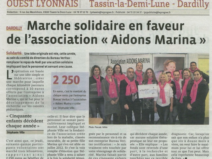 article LE PROGRES Marche solidaire 191213